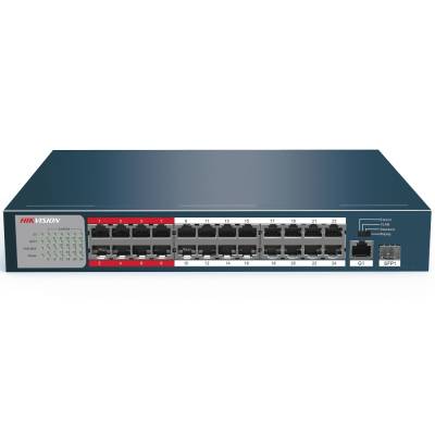 Неуправляемый Fast Ethernet PoE-коммутатор Hikvision DS-3E0326P-E/M, 24 PoE, 1 Uplink, 1 SFP
