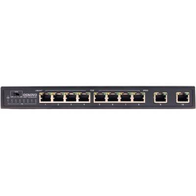 8-портовый неуправляемый PoE коммутатор OSNOVO SW-20820/B (96W) Fast Ethernet