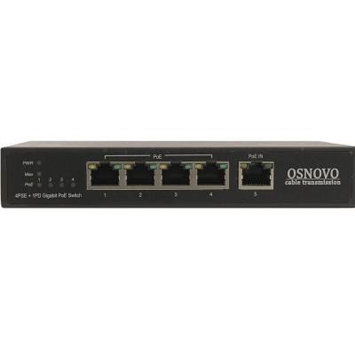 OSNOVO SW-8050/DB: 4-портовый неуправляемый PoE коммутатор Gigabit Ethernet + удлинитель